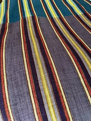 Lee Jofa 1997 Cabana Stripe Heavy Linen Fabric Remnants (2) Each 53  X 48  • $59.99