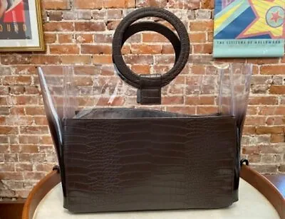 Vince Camuto Espresso Brown Large Clear Tote Ring Handles New Purse • $59.95