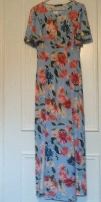 Floral Dress Size 10 Blue Select Print  Long  Maxi With Front Splits Party NEW • $17.34