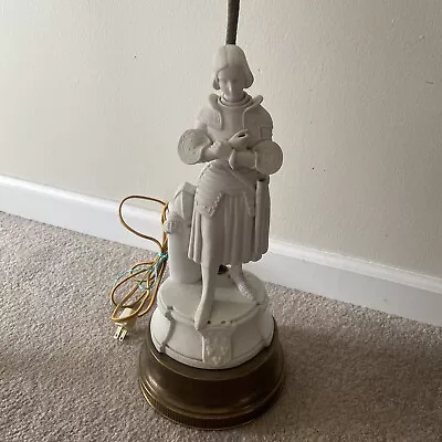 Vintage Joan Of Arc Lamp FRISON Alabaster? Berger Swivel Harp • $129.99