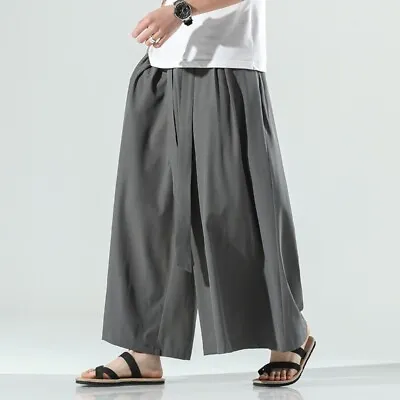 Chinese Men Trousers Pants Slacks Wide-leg Straight Tang Suit Casual Retro Loose • $19.55