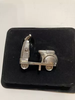 Silver Plated Miniature Desk Novelty Vespa Moped Clock Fully Working • £11.49