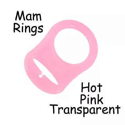 10 Hot Pink Transparent Silicone MAM Ring Button Style Pacifier Clip Adapter • $7.60