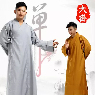 New Unisex Cationic Shaolin Buddhist Monk Haiqing Robes Lay Long Meditation Gown • $39.90