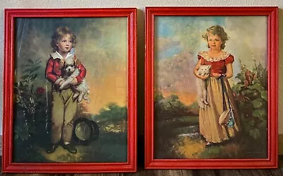 Red Framed Lithograph Prints Master Simpson Arthur Devis And Chums Jane Freeman • $33
