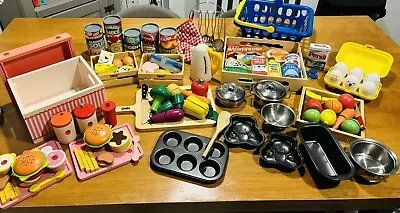 Huge Wooden Food Kitchen Play Bundle. Melissa And Doug Tidlo Etc Metal Pans • £69.99