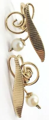 Elegant Vintage Mid-Century Van Dell Gold Filled Pearl Screw Back Earrings • $39.99