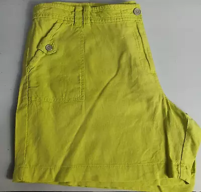 THE COLLECTION Linen Blend Shorts Ladies Flax Classic Size UK 18 W40  Lime Green • £14.99