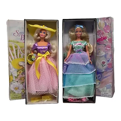 1995 Spring Blossom & 1997 Tea Party Barbie Dolls Avon New NIB Vintage • $32