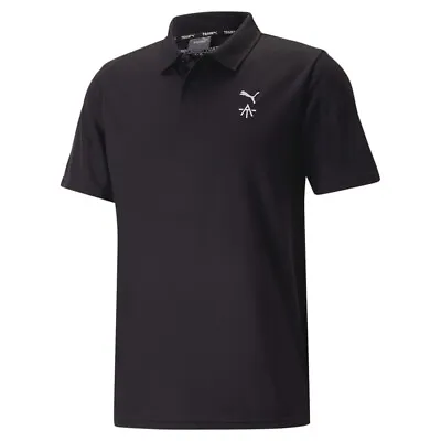 Puma A.T X Pique Short Sleeve Polo Shirt Mens Black Casual 52356401 • $19.99