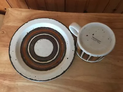 MIDWINTER STONEHENGE EARTH Brown Stripe CUP & SIDE/ BREAD PLATE • $19.99