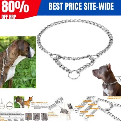 Half Check Dog Collar Martingale Dog Chain Collars Semi Choke All Met • £11.09