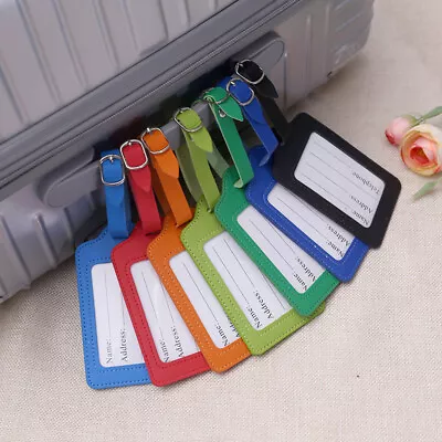 Leather Tags Luggage Suitcase Id Card Name Label Baggage Holiday Travel Address • £2.39