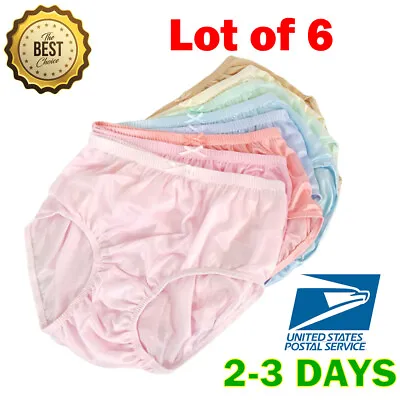 6x Vintage GRANNY High Waist Nylon Bikini Underwear Panties Briefs Plus Size 3XL • $31.23