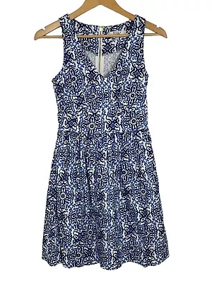 Milly For Design Nation Printed Sleeveless V-neck Banvin A-line Dress Women's 4 • $18.99