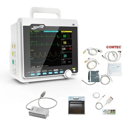 ICU CCU Vital Signs Patient Monitor ECG NIBP SPO2 RESP TEMP CO2 IBP PRINTER BAG • $459