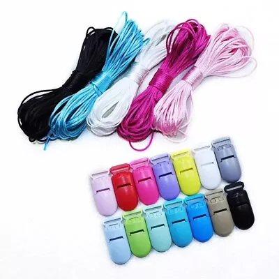 Plastic Pacifier Holder Baby Soother Clips Colorful Rattail Cords Jewelry Making • $7.17