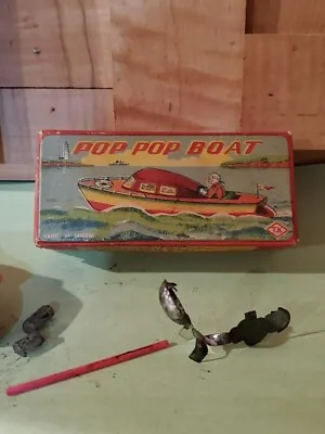 VTG 1950'S Tin Japan Litho Boat F-8 With BOX- Steam/ Candle Holder Pop Pop T.K. • $24.99