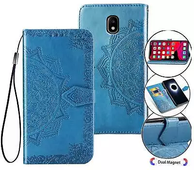 Galaxy J7 Pro 2017 Sm J730 Wallet Case Embossed Pu Leather Half Mandala • $7.50