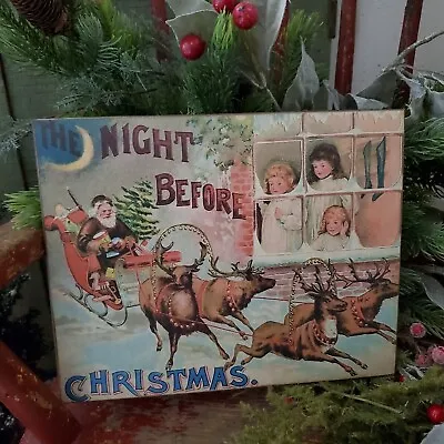 Old Primitive Victorian Vintage Style Night Before Christmas Santa Sleigh Sign • $13.95