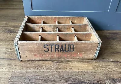 Vintage Straub Beverages Brooklyn NY Soda Beer Wood Bottle Crate Box Sign 1961 • $100