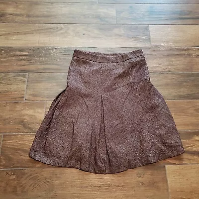 Brooks Brothers Skirt Womens 4 Maroon Pleated Midi Wool Side Zip Business • $22.95