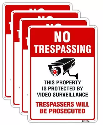 Large Video Surveillance Signs OutdoorNo Trespassing Sign Aluminum 10X14 Inch U • $21.15