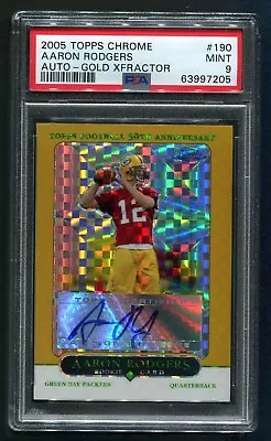 2005 Topps Chrome Aaron Rodgers Gold Xfractor RC AUTO 63/399 PSA 9 MINT • $4050