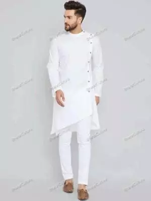 Kurta With Pajama Indian Cotton Mens Long Sleeve Shirt Kurta Menswear Kurta • £32.81