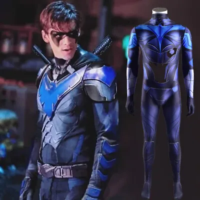 $45.99 • Buy New Nightwing Jumpsuit Robin Bodysuit Cosplay Costume For Adult & Kids Halloween