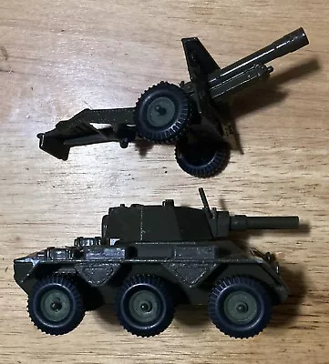 Vintage Diecast Metal Green Military Tank & Howitzer Gun -  The Crescent Toy Co • $45