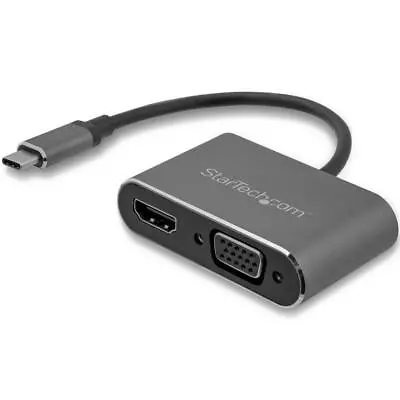 StarTech.com USB-C To VGA And HDMI Adapter - 2-in-1 - 4K 30Hz - Space Grey - Win • $67.27