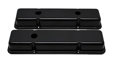 Steel 1958-86 Chevy Sb 283-305-327-350-400 Smooth Short Valve Covers - Black • $34