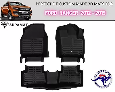 3D Car Mats Custom Leather Car Floor Mats For FORD RANGER 2012-2019 Black • $180