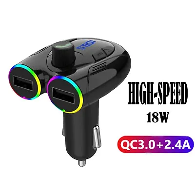 Car Kit Adapter 2USB-Type C 5V-2.4A Bluetooth Transmitter Charger For IPhone 15 • £3.82