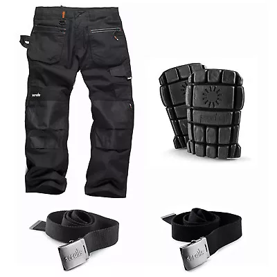 £31.95 • Buy Scruffs Ripstop Multi-Pocket Work Trousers Black With Knee Pads & Belt Options