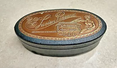 Vintage Lucien Piccard Wrist Watch Black Leatherette Oval Display Case BOX ONLY • $12