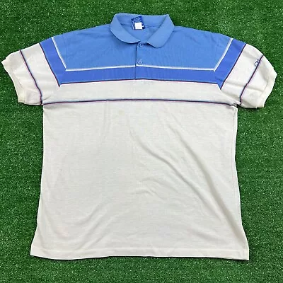 Vintage Ocean Pacific Polo Shirt Mens Size XLarge Blue White Striped Made In USA • $22