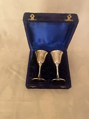 Vintage Pair EPNS Silver Small Goblets Cups - In Velvet Case • $19.90