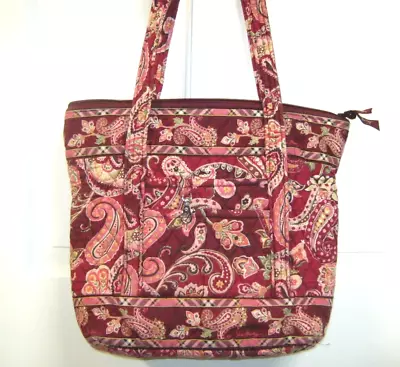 VERA BRADLEY VILLAGER ZIP TOTE Piccadilly Plum 12 X 14 X 4 USED • $14.99