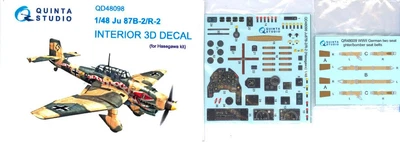 $15.50 • Buy Quinta Studios 1/48 JUNKERS Ju-87B-2/R-2 STUKA DECAL COLORED INTERIOR SET Hasega