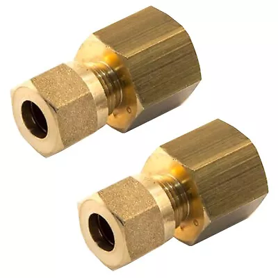 6mm COPPER COMPRESSION FITTING To 1/4  BSP FEMALE THREAD PIPE LPG PACK OF 2 • £12.50