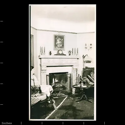 £19.63 • Buy Old Vintage Photo WOMAN SITTING IN LIVING ROOM NEXT TO FIREPLACE
