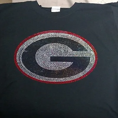 $24.99 • Buy Women's Georgia Bulldogs G Spangle Rhinestone Football V-neck T Shirt Lady 