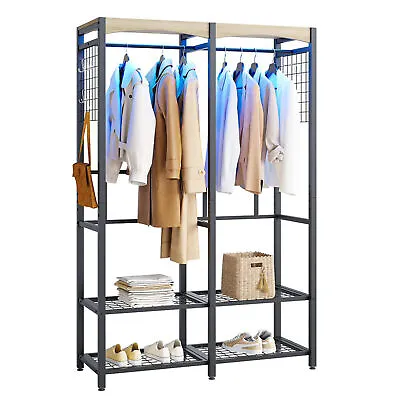 Metal Freestanding Wardrobe W/ Wood Shelf & Color Changing Lights (Open Box) • $69.37