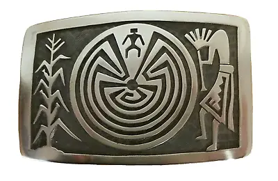 NEW/Vintage Sterling Buckle By Veryl Pooyouma Hopi Silversmith. Man In The Maze • $575