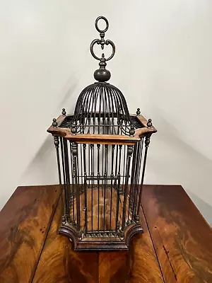 A Vintage Decorative Italian Wood And Brass Bird Cage • $974.95