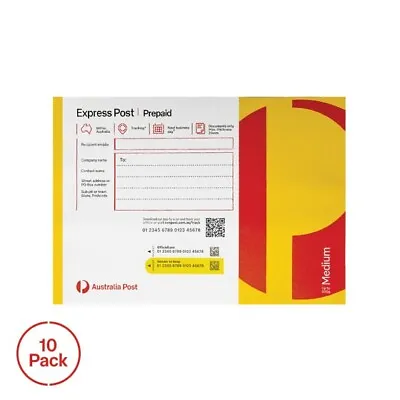 Australia Post Medium EXPRESS Pre-Paid Envelope Medium C5 (10 Pack) • $75