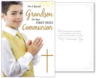 £2.50 • Buy Grandson First Holy Communion Card Boy's 1st  Holy Religious Gift New