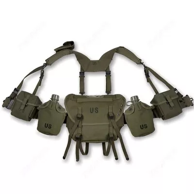 Set Vietnam War US Army M1956 Field Pack Water Canteen Ammo Pouch Suspenders • $167.39